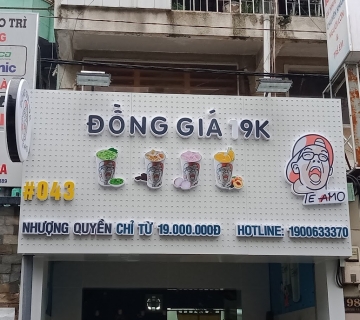 Làm biển hiệu quán trà sữa Đồng Giá 19K